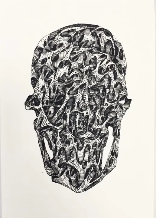 Skull, ink on paper, 2015